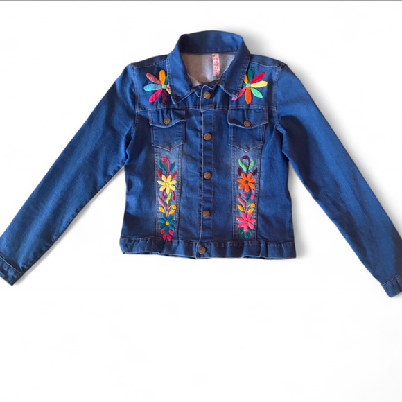 Mexicana Colorfully Embroidered Jean Jacket - Picture 2 of 6